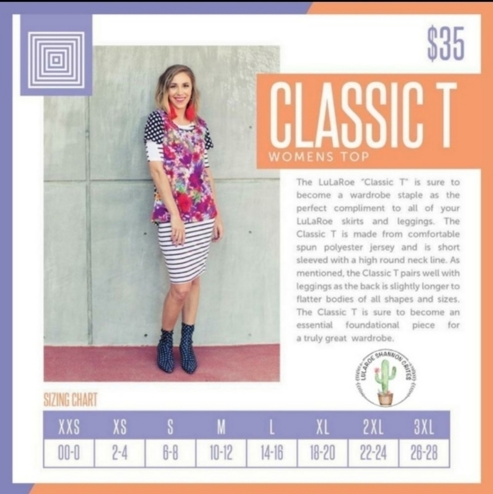 LulaRoe NWT Classic Tee American Dreams size Medium - Picture 2 of 5